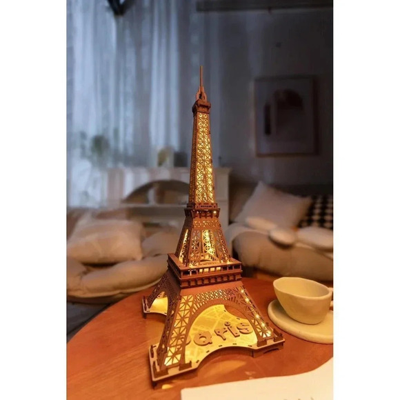 Puzzle for Adults Model Building Kit with LED Light Wooden Eiffel Tower - Picture 8 of 9
